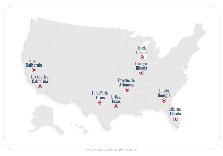 USA cities with the most refrigerated trucks activity